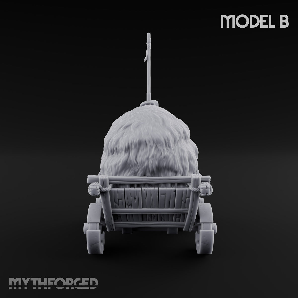 Hay Cart Left Mid-Lane Wooden Town Street Scenery B