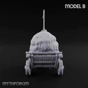 Hay Cart Left Mid-Lane Wooden Town Street Scenery B
