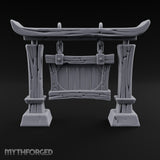 Hay Cart Left Mid-Lane Wooden Town Street Scenery D
