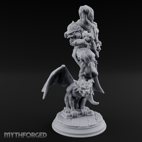 Strumming Astride Gargolye Bard Miniature for Dungeons and Dragons, Pathfinder or other TTRPGs
