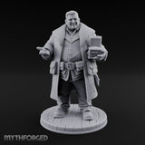 Treasure Chest Peddling Human Merchant Miniature for Dungeons and Dragons, Pathfinder or other TTRPGs