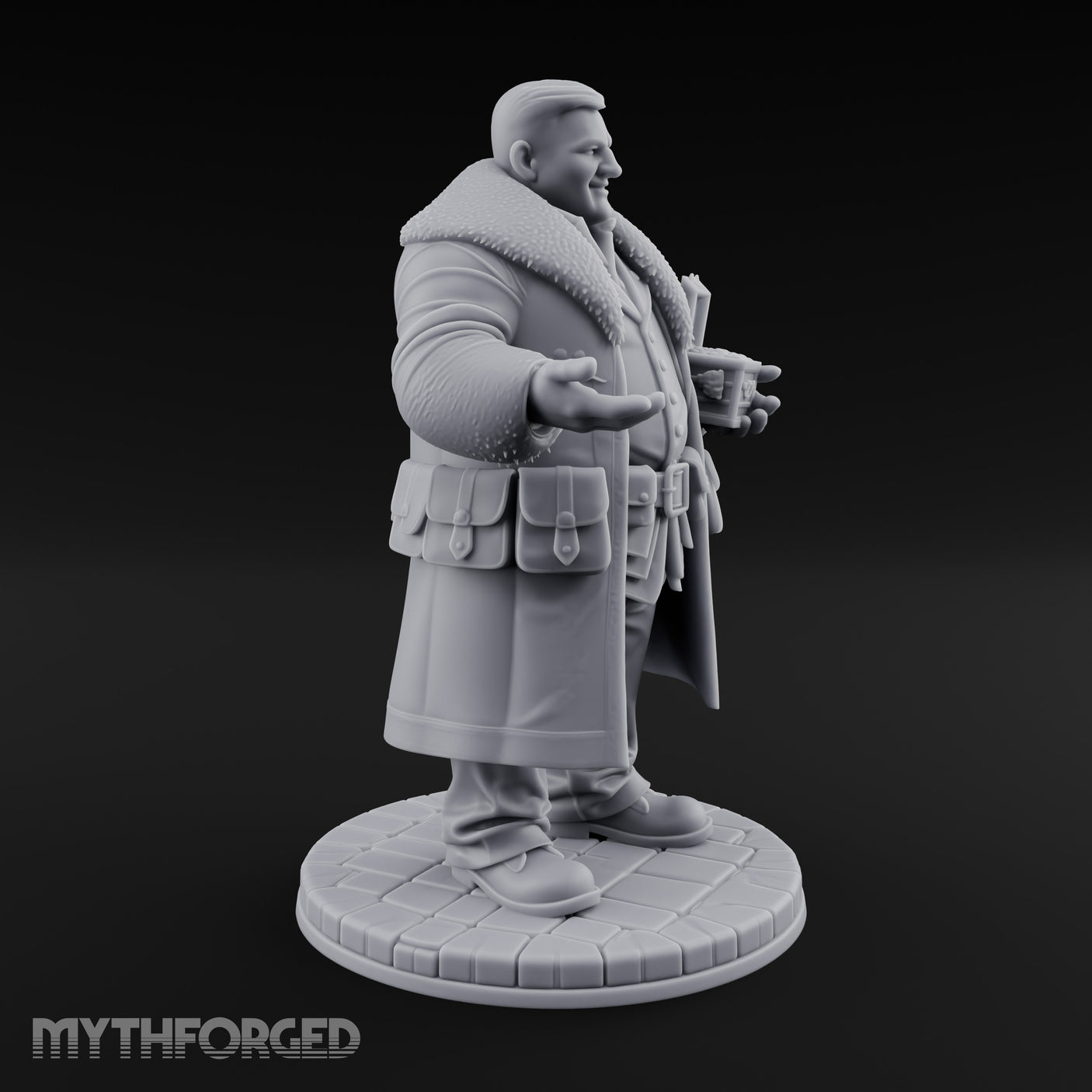 Treasure Chest Peddling Human Merchant Miniature for Dungeons and Dragons, Pathfinder or other TTRPGs