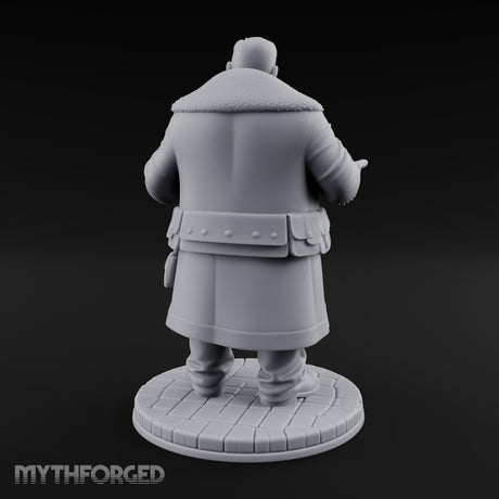 Treasure Chest Peddling Human Merchant Miniature for Dungeons and Dragons, Pathfinder or other TTRPGs