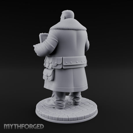 Treasure Chest Peddling Human Merchant Miniature for Dungeons and Dragons, Pathfinder or other TTRPGs