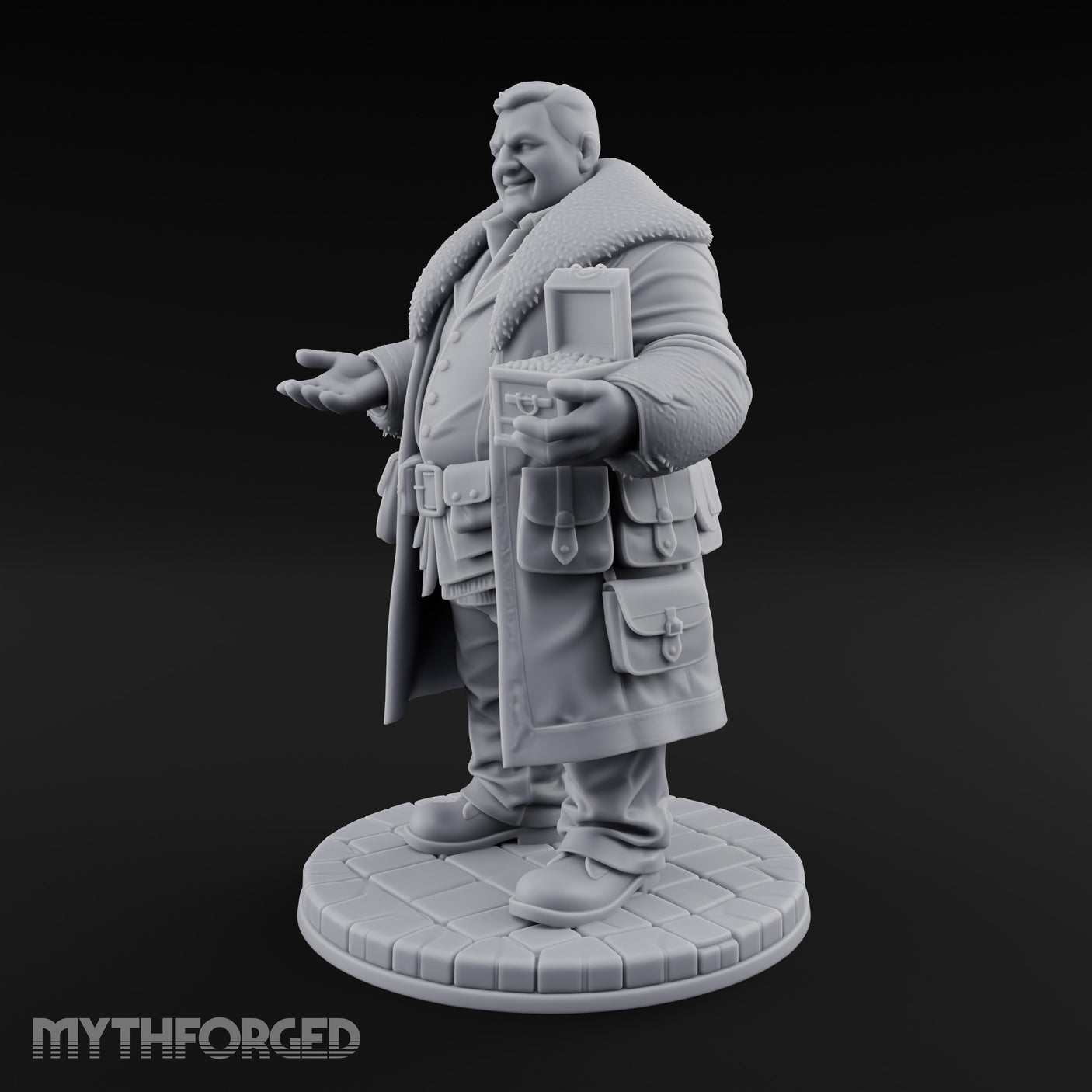 Treasure Chest Peddling Human Merchant Miniature for Dungeons and Dragons, Pathfinder or other TTRPGs