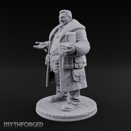Treasure Chest Peddling Human Merchant Miniature for Dungeons and Dragons, Pathfinder or other TTRPGs