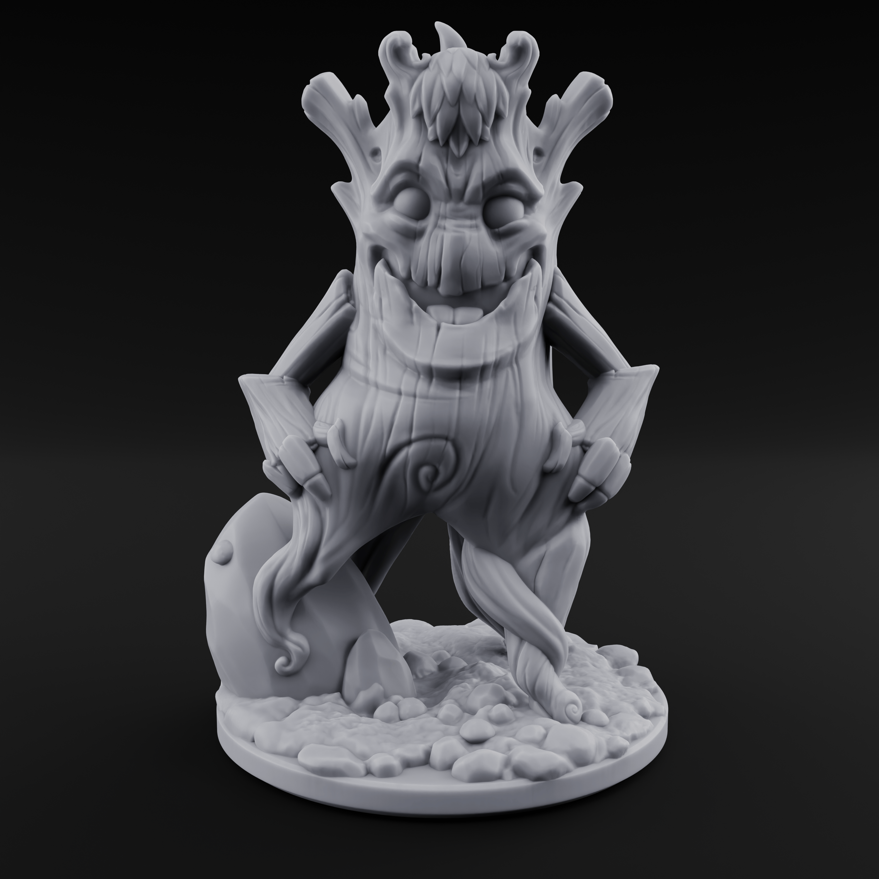 Grinning Wide Treant Sapling C Miniature for Dungeons and Dragons, Pathfinder or other TTRPGs