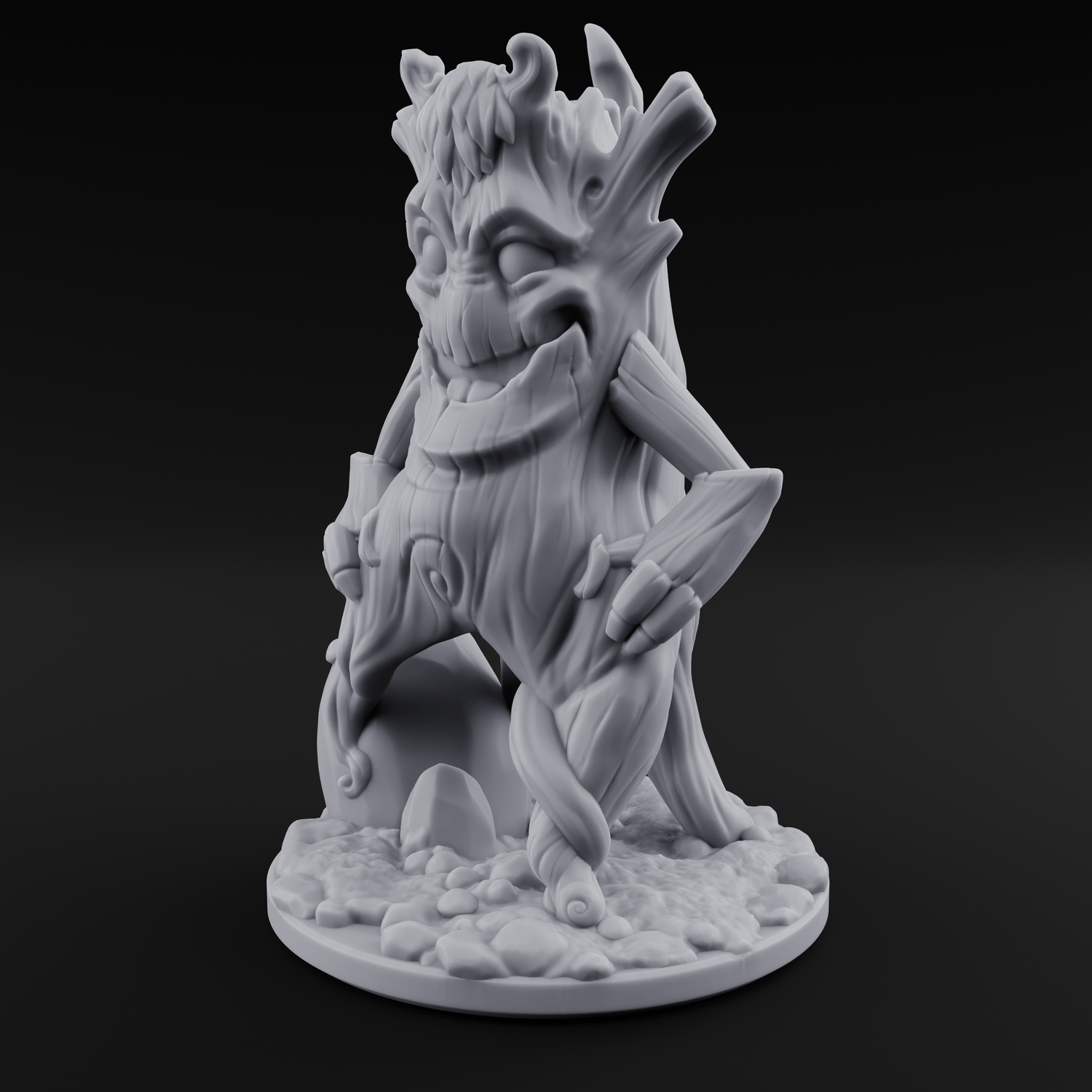 Grinning Wide Treant Sapling C Miniature for Dungeons and Dragons, Pathfinder or other TTRPGs