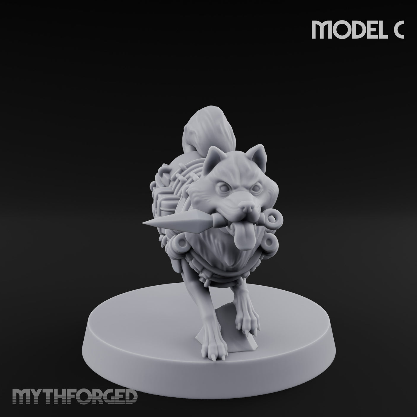 Trench Combat Dog C Miniature for Dungeons and Dragons, Pathfinder or other TTRPGs