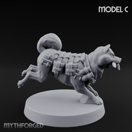 Trench Combat Dog C Miniature for Dungeons and Dragons, Pathfinder or other TTRPGs