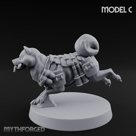 Trench Combat Dog C Miniature for Dungeons and Dragons, Pathfinder or other TTRPGs