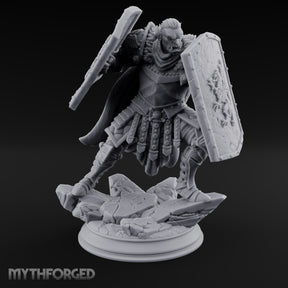 Double Shielded Orc Gladiator Miniature for Dungeons and Dragons, Pathfinder or other TTRPGs