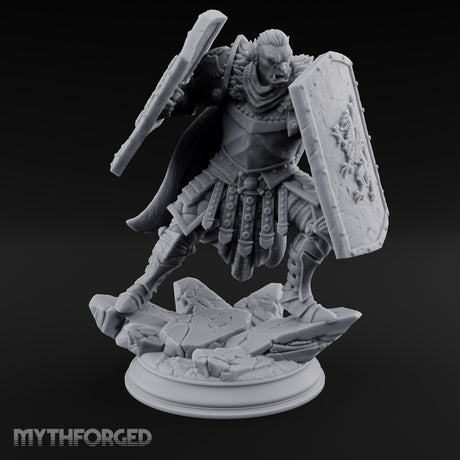 Double Shielded Orc Gladiator Miniature for Dungeons and Dragons, Pathfinder or other TTRPGs