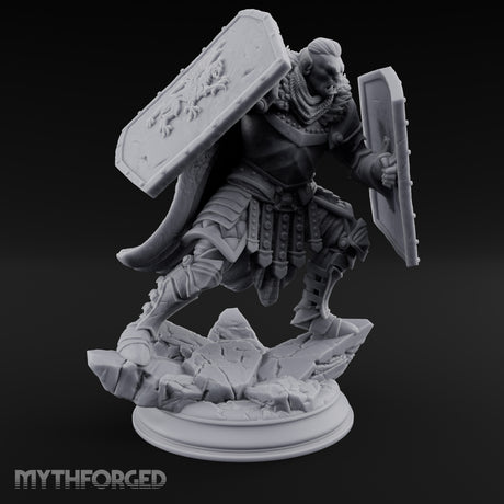 Double Shielded Orc Gladiator Miniature for Dungeons and Dragons, Pathfinder or other TTRPGs