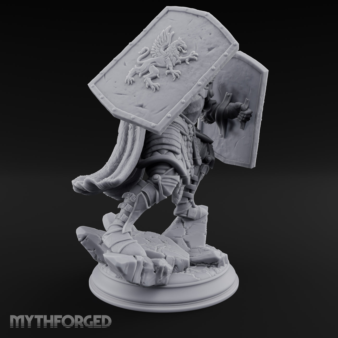 Double Shielded Orc Gladiator Miniature for Dungeons and Dragons, Pathfinder or other TTRPGs