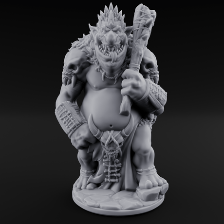 Belly Out Bossing Troll Tribe Chief Miniature for Dungeons and Dragons, Pathfinder or other TTRPGs