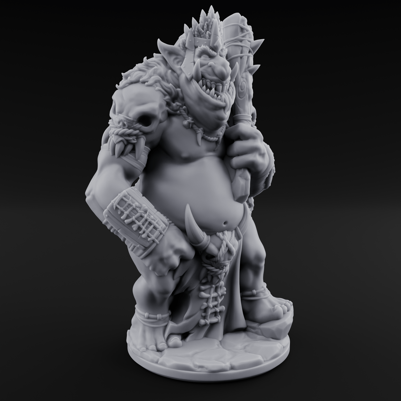 Belly Out Bossing Troll Tribe Chief Miniature for Dungeons and Dragons, Pathfinder or other TTRPGs