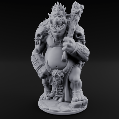 Belly Out Bossing Troll Tribe Chief Miniature for Dungeons and Dragons, Pathfinder or other TTRPGs