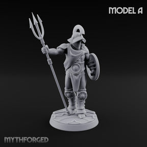 Trident Shield Clashing Human Gladiator Model A Miniature for Dungeons and Dragons, Pathfinder or other TTRPGs