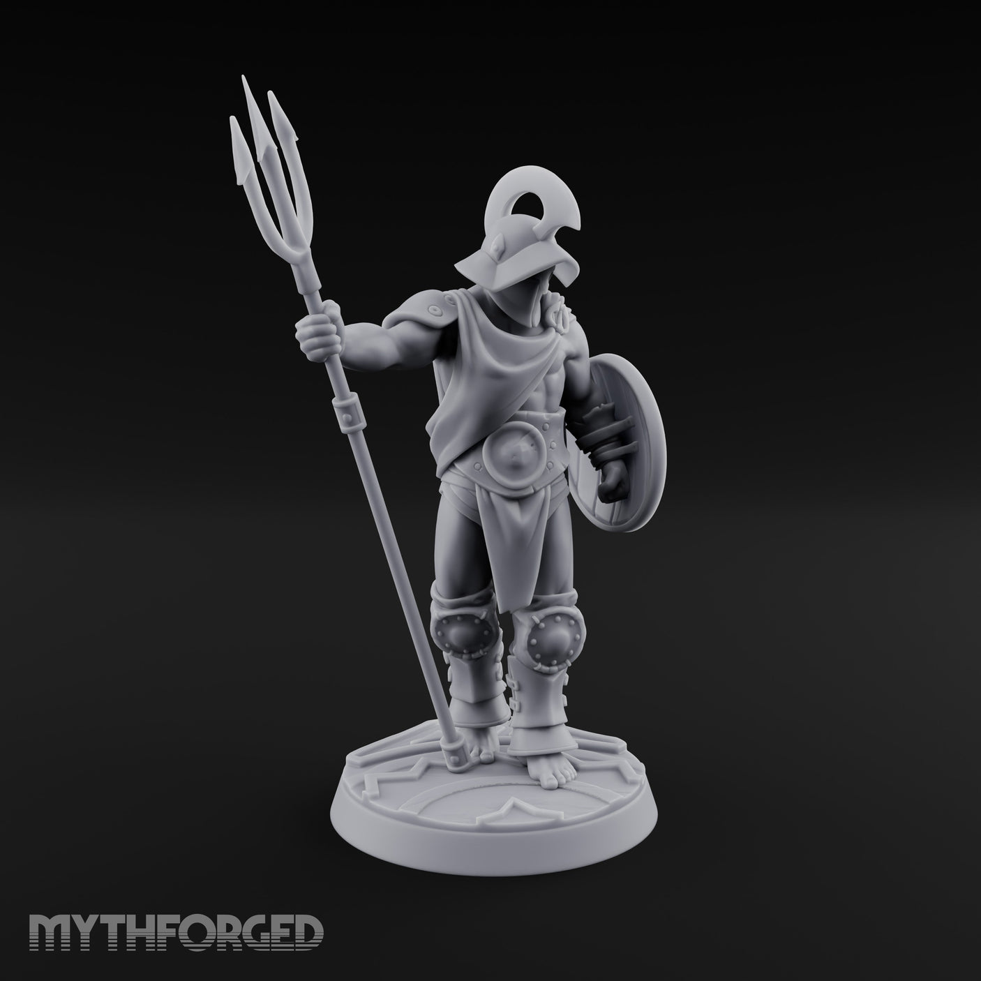 Trident Shield Clashing Human Gladiator Model A Miniature for Dungeons and Dragons, Pathfinder or other TTRPGs