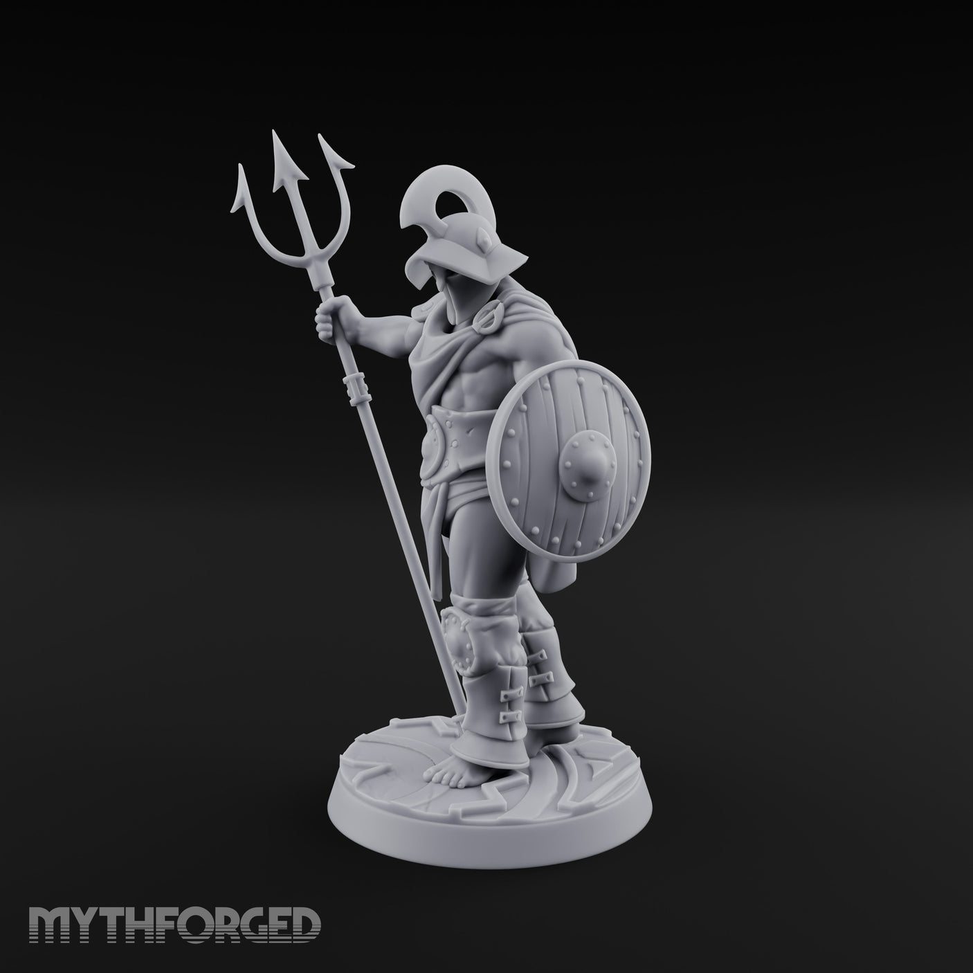 Trident Shield Clashing Human Gladiator Model A Miniature for Dungeons and Dragons, Pathfinder or other TTRPGs
