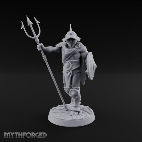 Trident Shield Clashing Human Gladiator Model A Miniature for Dungeons and Dragons, Pathfinder or other TTRPGs