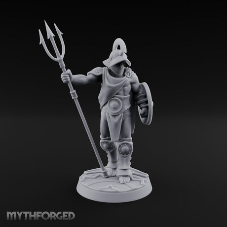 Trident Shield Clashing Human Gladiator Model A Miniature for Dungeons and Dragons, Pathfinder or other TTRPGs