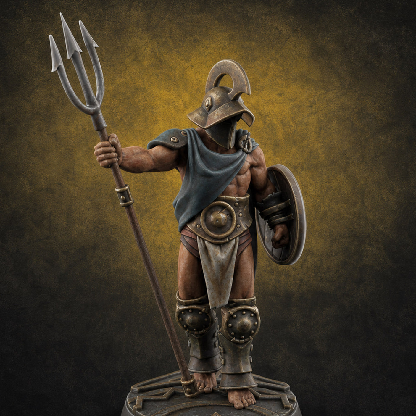 Trident Shield Clashing Human Gladiator Model A Miniature for Dungeons and Dragons, Pathfinder or other TTRPGs
