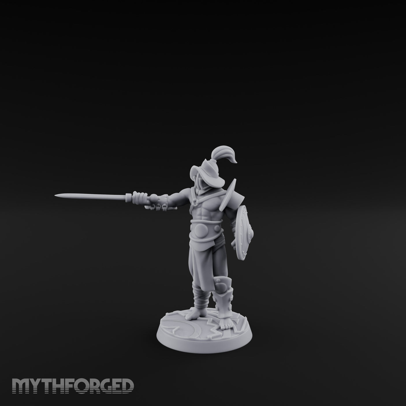 Trident Shield Clashing Human Gladiator Model B Miniature for Dungeons and Dragons, Pathfinder or other TTRPGs