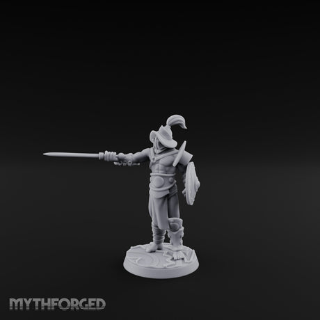 Trident Shield Clashing Human Gladiator Model B Miniature for Dungeons and Dragons, Pathfinder or other TTRPGs