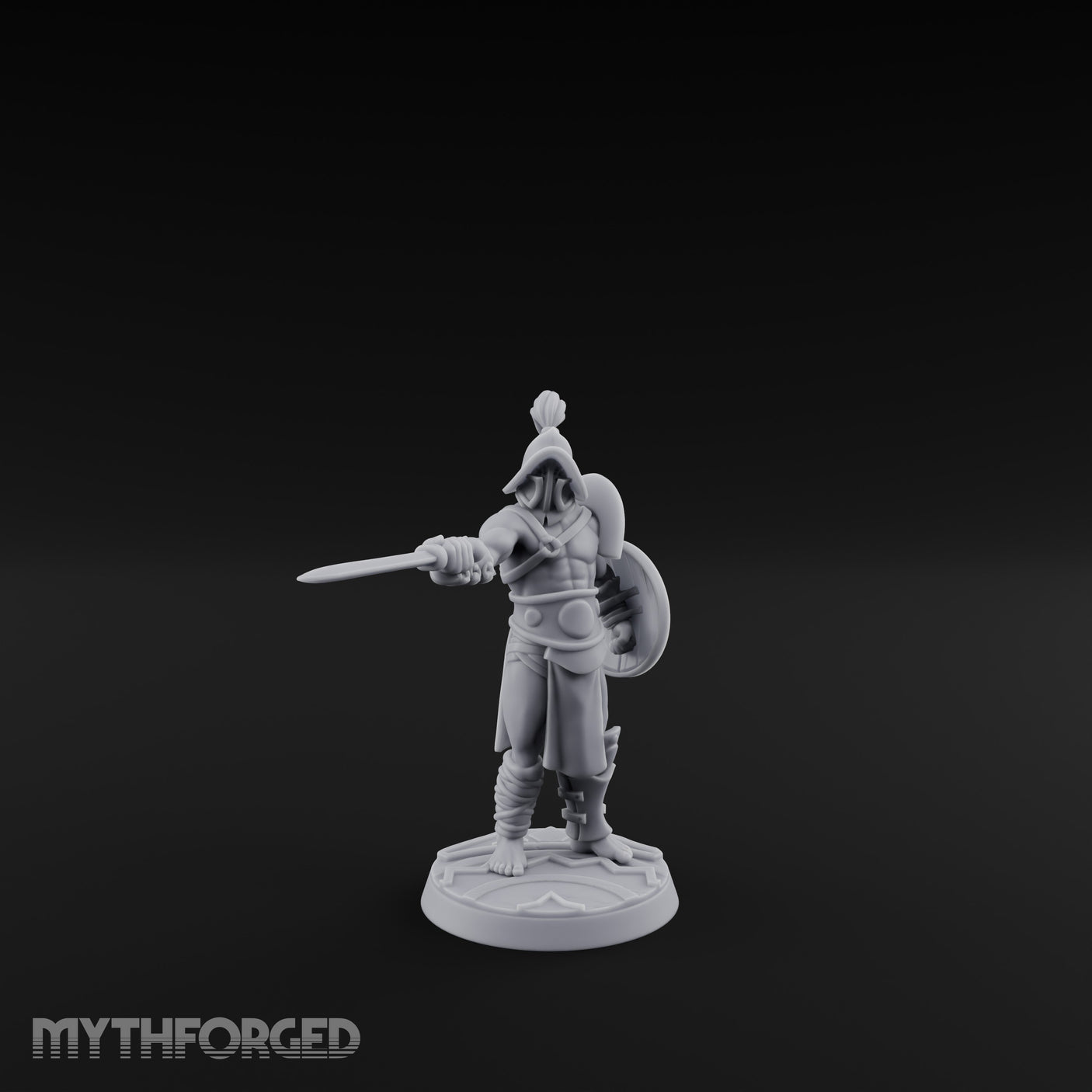 Trident Shield Clashing Human Gladiator Model B Miniature for Dungeons and Dragons, Pathfinder or other TTRPGs