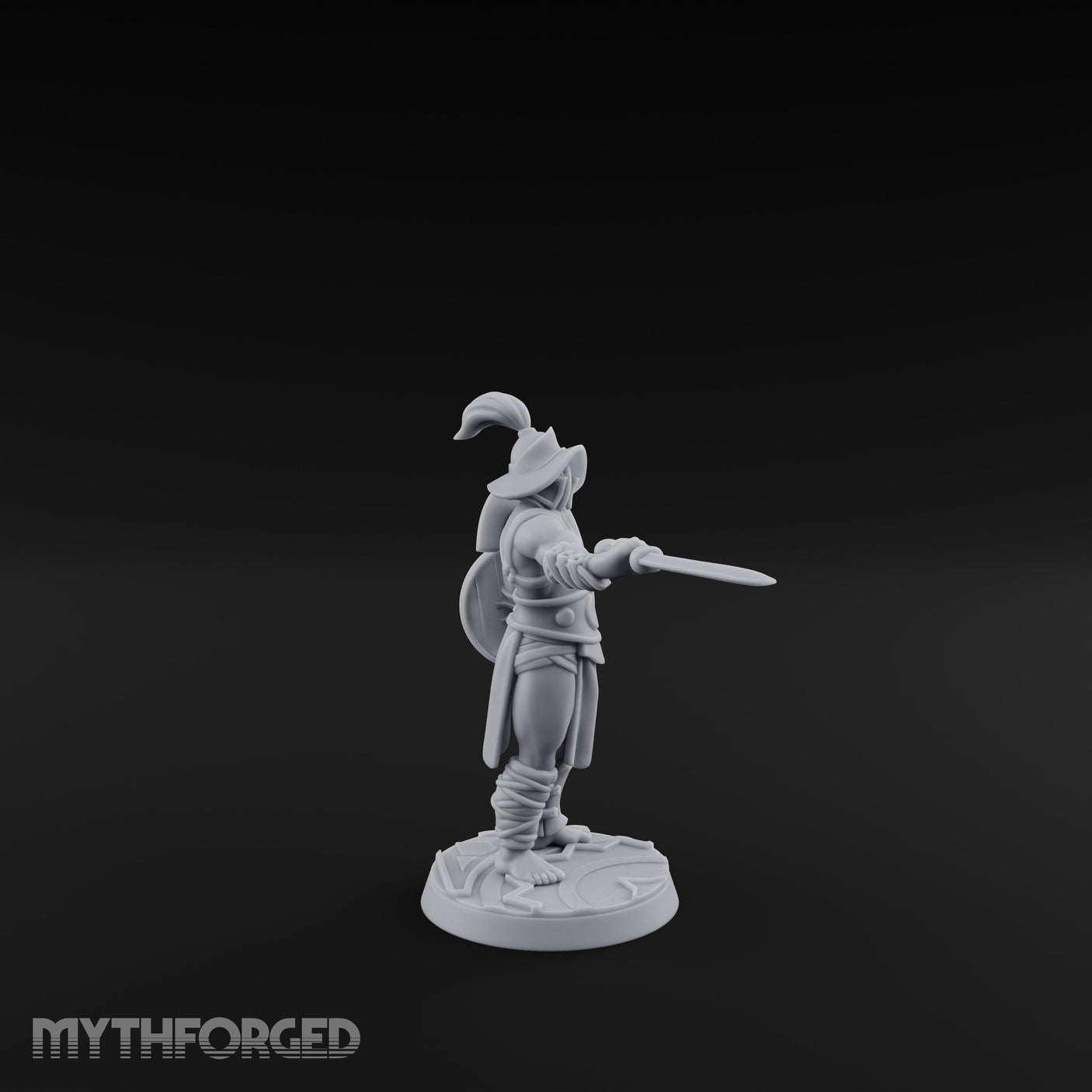Trident Shield Clashing Human Gladiator Model B Miniature for Dungeons and Dragons, Pathfinder or other TTRPGs