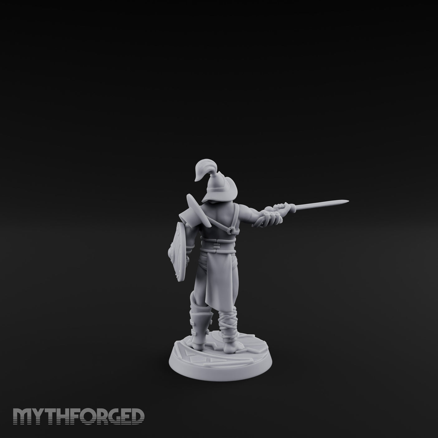 Trident Shield Clashing Human Gladiator Model B Miniature for Dungeons and Dragons, Pathfinder or other TTRPGs