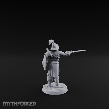 Trident Shield Clashing Human Gladiator Model B Miniature for Dungeons and Dragons, Pathfinder or other TTRPGs