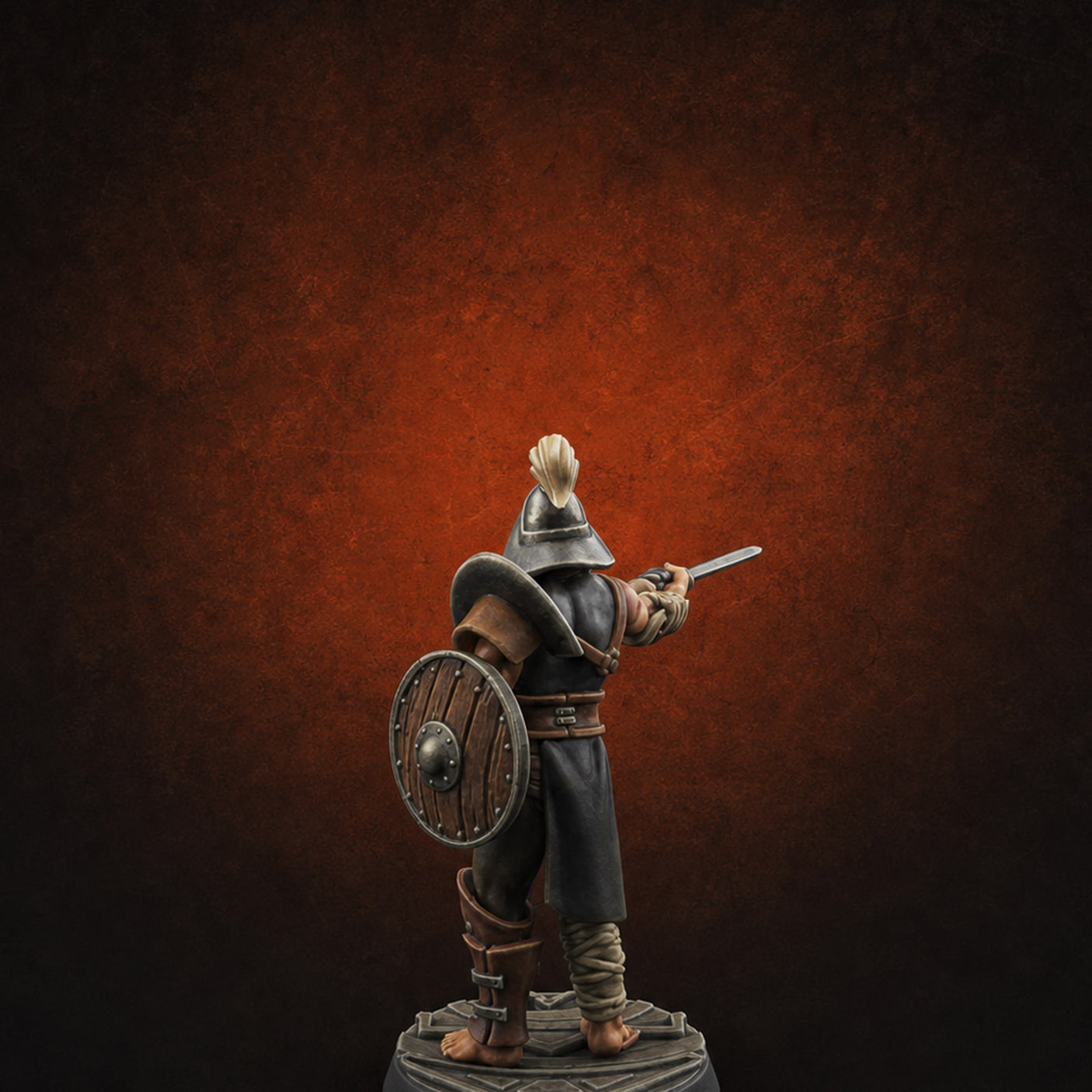 Trident Shield Clashing Human Gladiator Model B Miniature for Dungeons and Dragons, Pathfinder or other TTRPGs