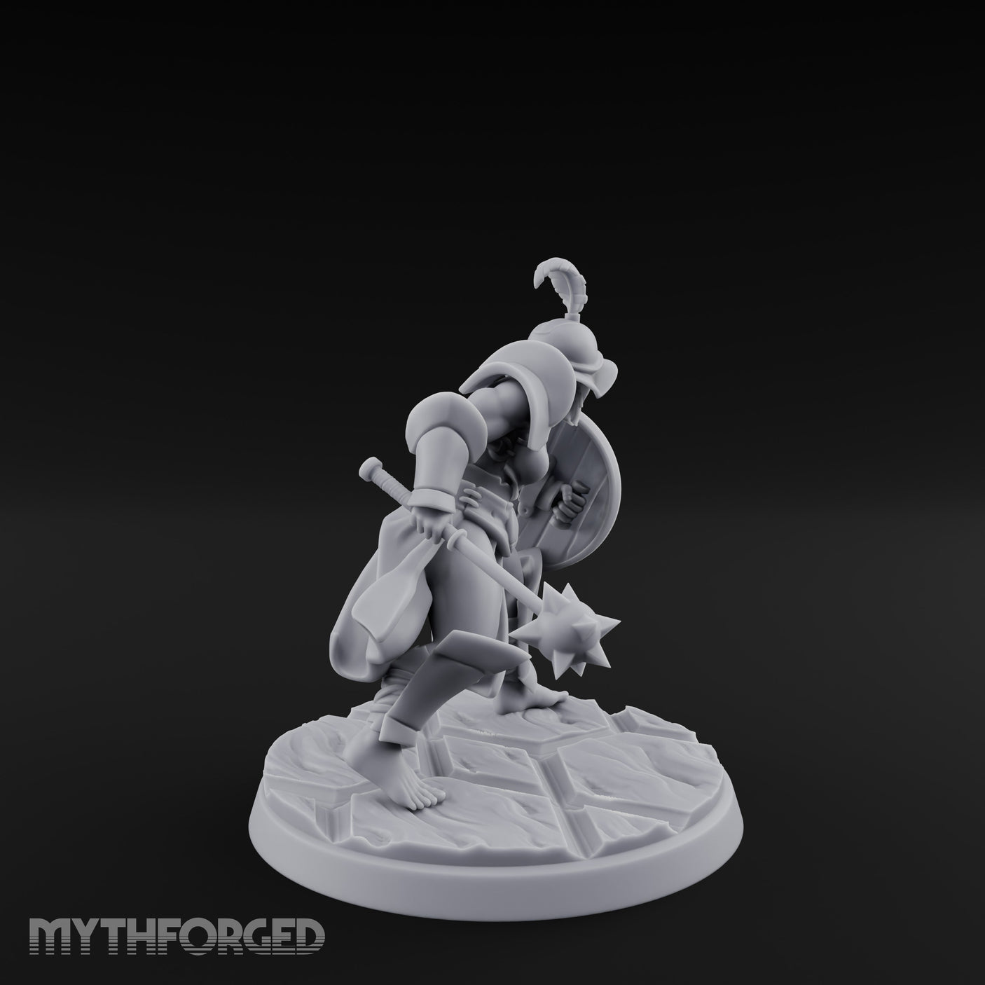 Trident Shield Clashing Human Gladiator Model C Miniature for Dungeons and Dragons, Pathfinder or other TTRPGs