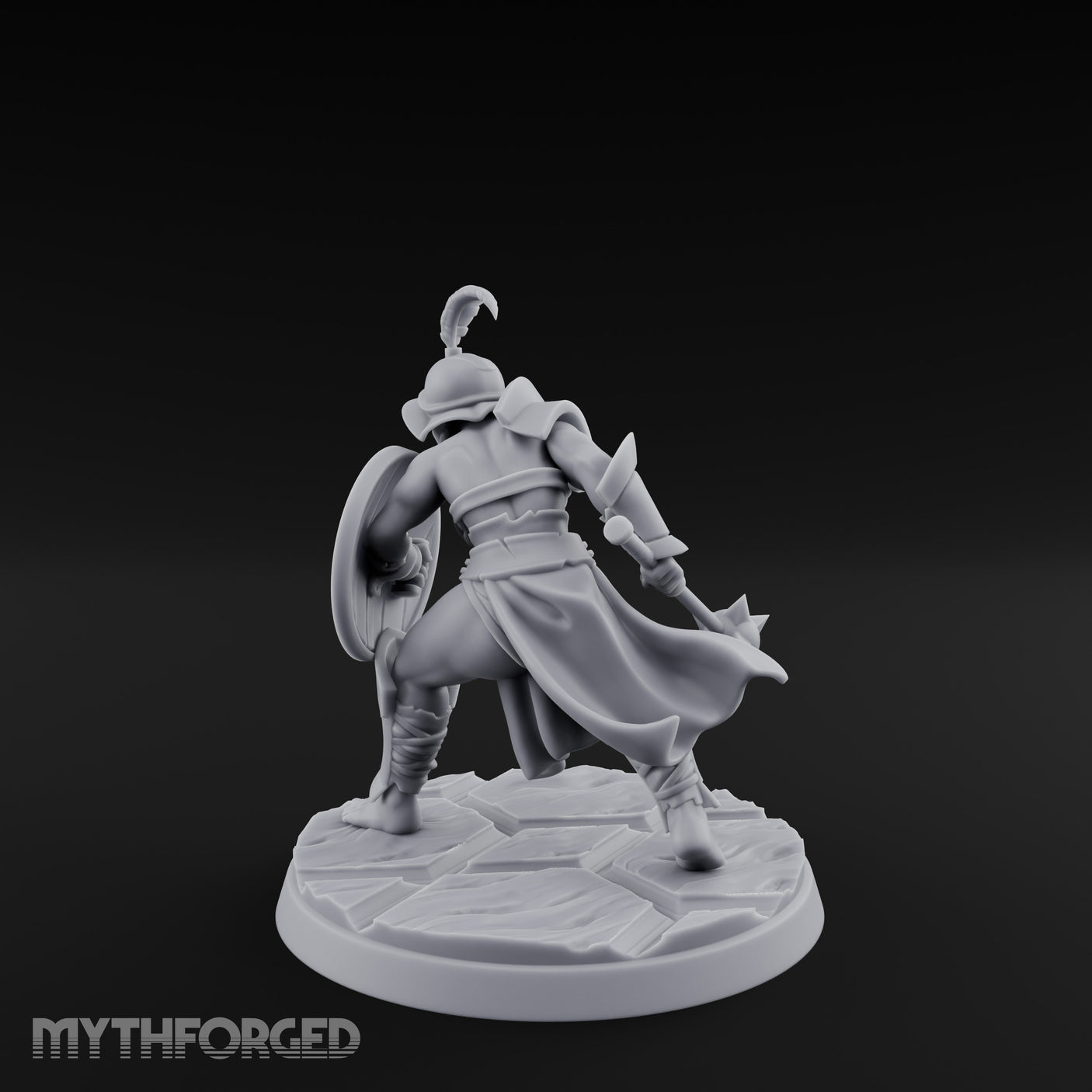 Trident Shield Clashing Human Gladiator Model C Miniature for Dungeons and Dragons, Pathfinder or other TTRPGs