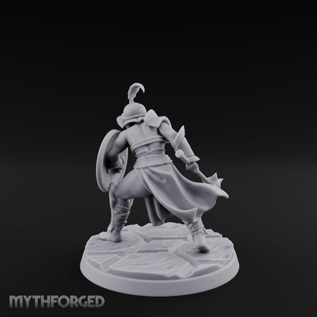 Trident Shield Clashing Human Gladiator Model C Miniature for Dungeons and Dragons, Pathfinder or other TTRPGs