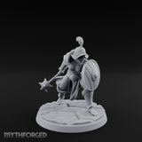 Trident Shield Clashing Human Gladiator Model C Miniature for Dungeons and Dragons, Pathfinder or other TTRPGs
