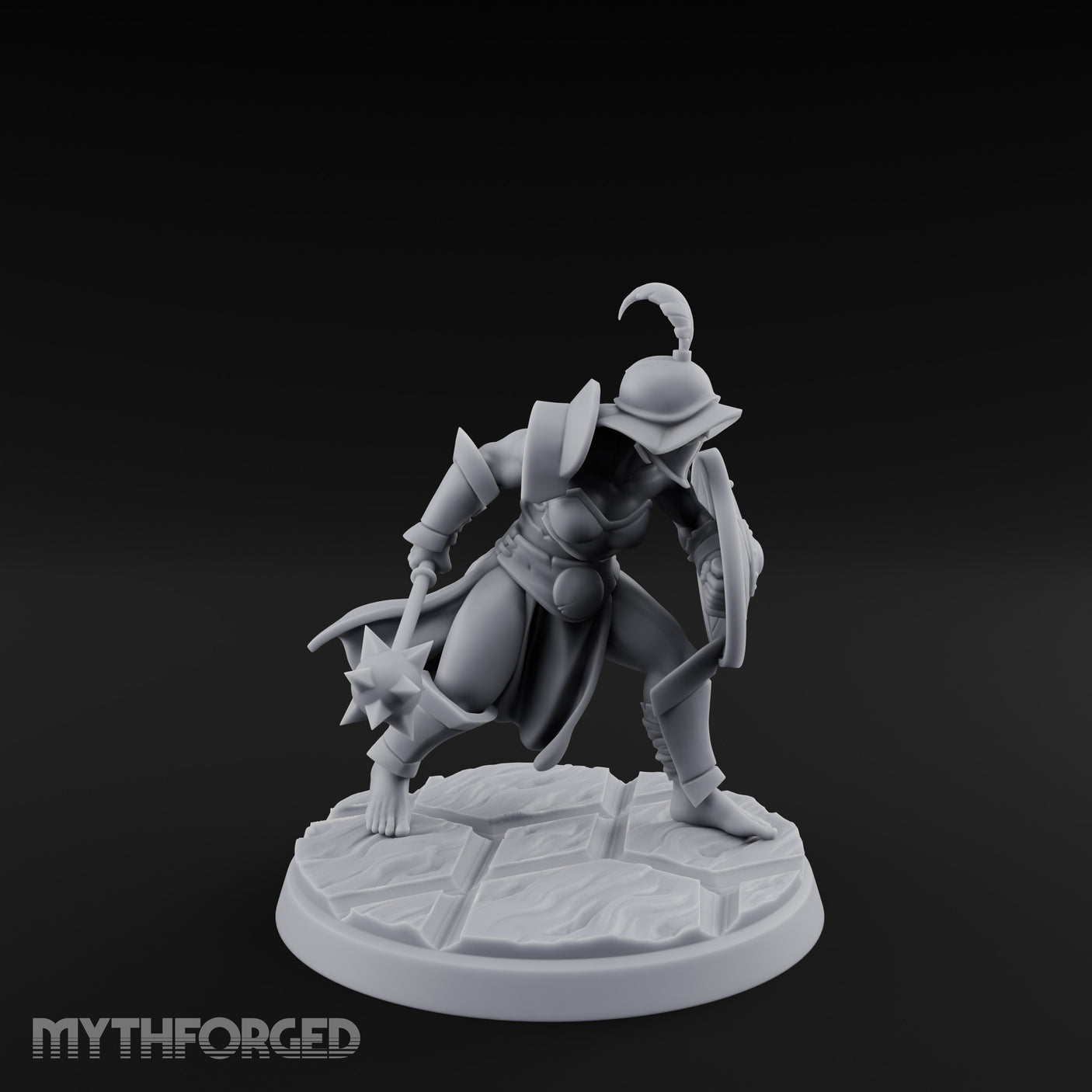 Trident Shield Clashing Human Gladiator Model C Miniature for Dungeons and Dragons, Pathfinder or other TTRPGs
