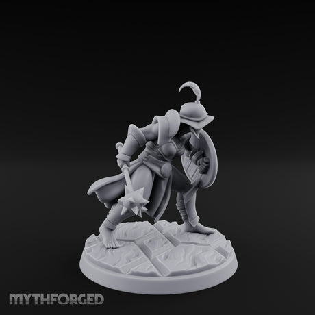 Trident Shield Clashing Human Gladiator Model C Miniature for Dungeons and Dragons, Pathfinder or other TTRPGs
