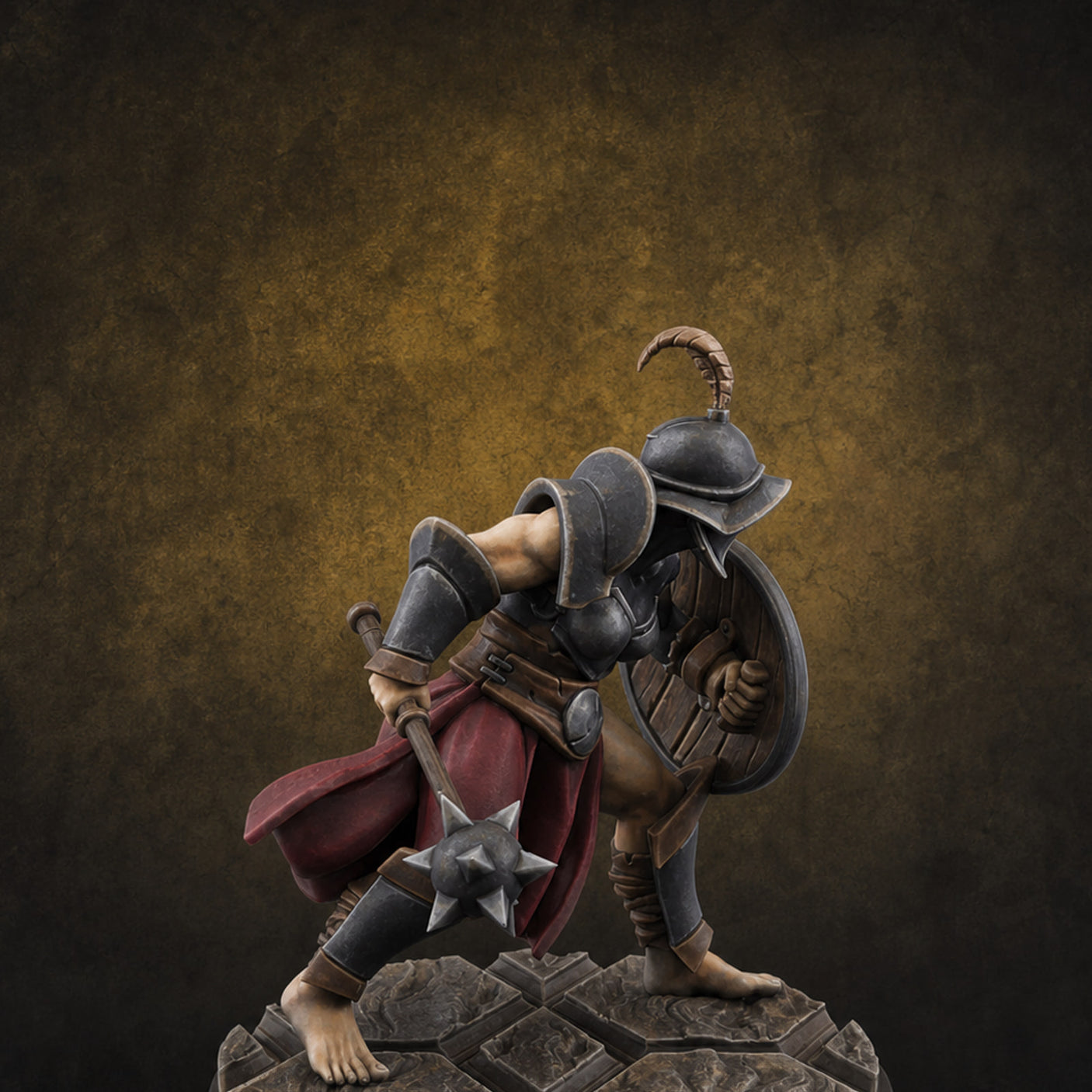 Trident Shield Clashing Human Gladiator Model C Miniature for Dungeons and Dragons, Pathfinder or other TTRPGs