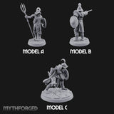 Trident Shield Clashing Human Gladiators Miniature for Dungeons and Dragons, Pathfinder or other TTRPGs
