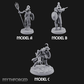 Trident Shield Clashing Human Gladiators Miniature for Dungeons and Dragons, Pathfinder or other TTRPGs