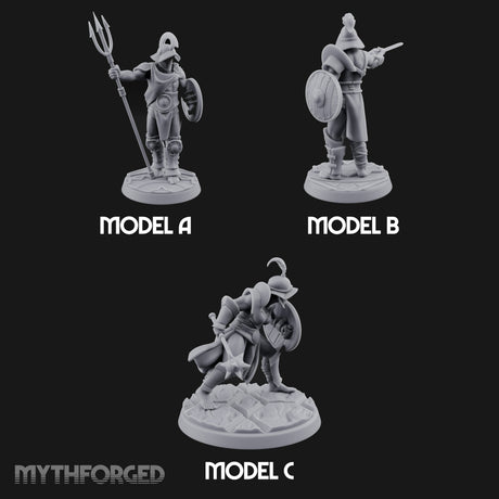 Trident Shield Clashing Human Gladiators Miniature for Dungeons and Dragons, Pathfinder or other TTRPGs