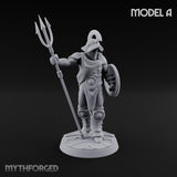 Trident Shield Clashing Human Gladiators Miniature for Dungeons and Dragons, Pathfinder or other TTRPGs