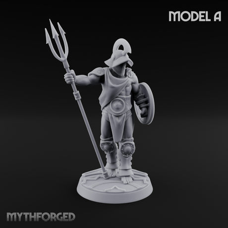 Trident Shield Clashing Human Gladiators Miniature for Dungeons and Dragons, Pathfinder or other TTRPGs
