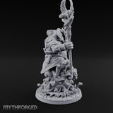 Trunk Twisting Staff Raising Loxodon Shaman Miniature for Dungeons and Dragons, Pathfinder or other TTRPGs