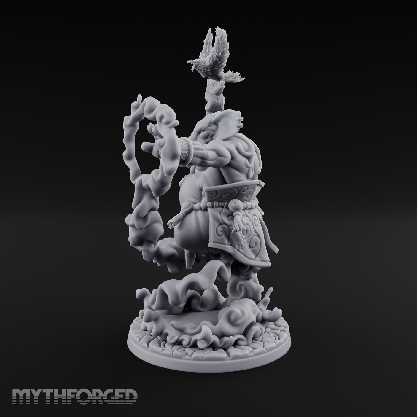 Trunk Twisting Staff Raising Loxodon Shaman Miniature for Dungeons and Dragons, Pathfinder or other TTRPGs