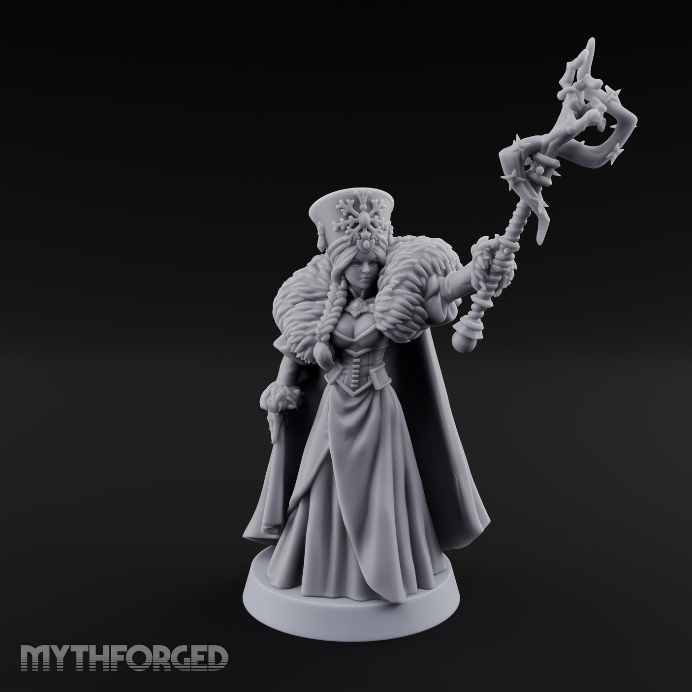 Frost Conjuring Winter Tsarina Miniature for Dungeons and Dragons, Pathfinder or other TTRPGs